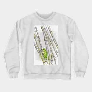 cute green frog on bamboo Crewneck Sweatshirt